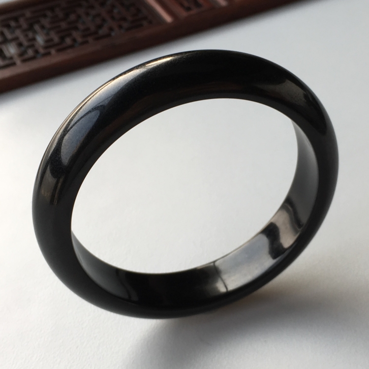 (超值推荐)细糯种墨翠手镯(55.3mm)