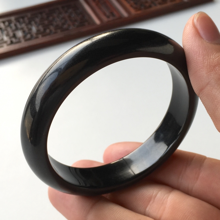 (超值推荐)细糯种墨翠手镯(55.3mm)