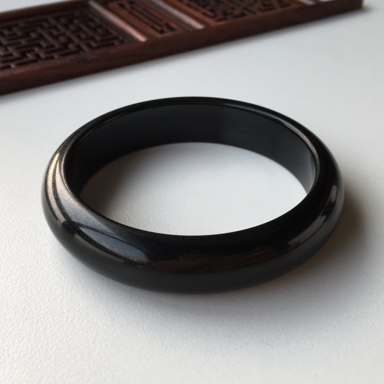 (超值推荐)细糯种墨翠手镯(55.3mm)