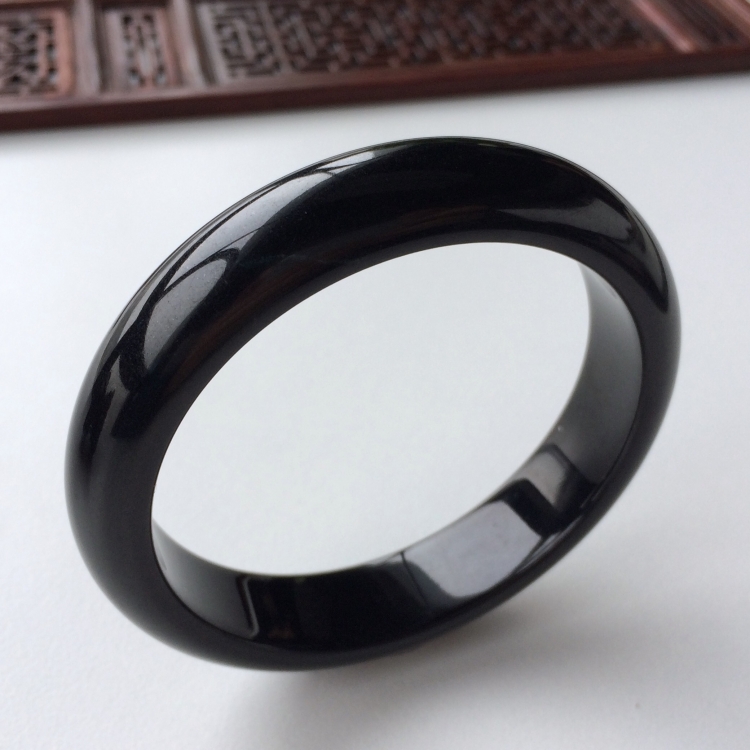 (超值推荐)细糯种墨翠手镯(57.1mm)