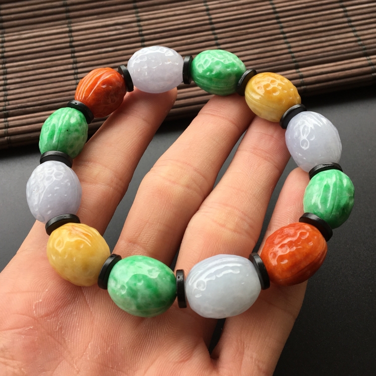 (超值推荐)糯冰种三彩手链