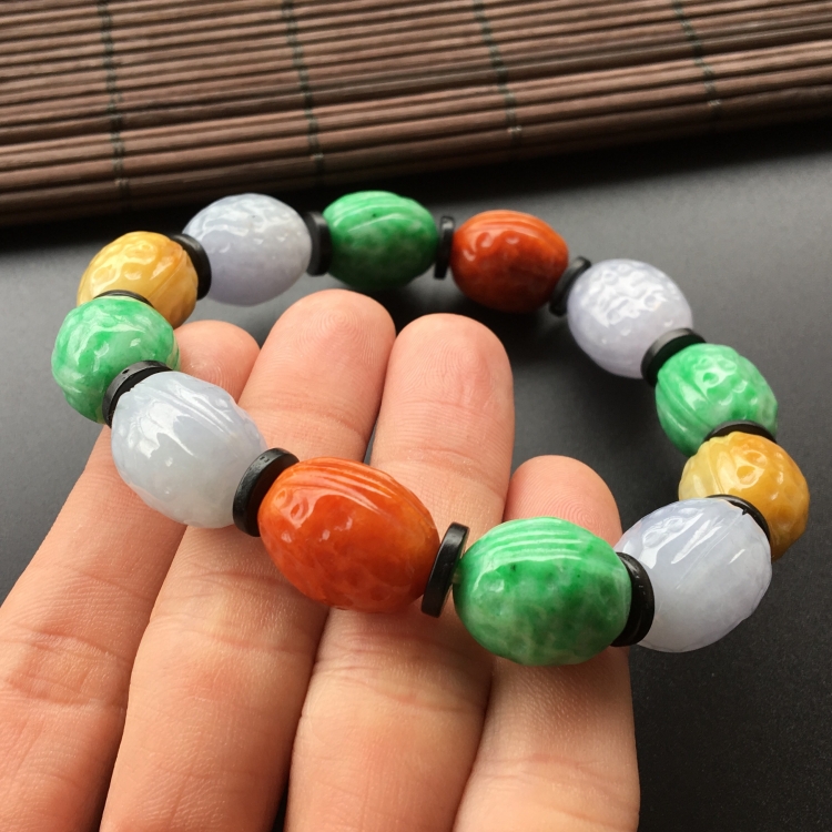 (超值推荐)糯冰种三彩手链