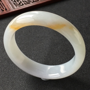 (超值推荐)糯冰种飘黄翡手镯(59.2mm)