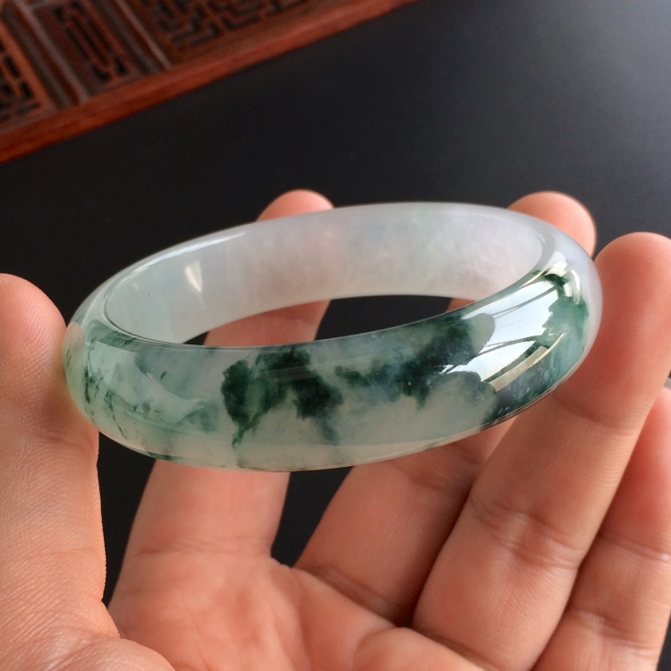 (超值推荐)冰种飘花手镯(56.5mm)