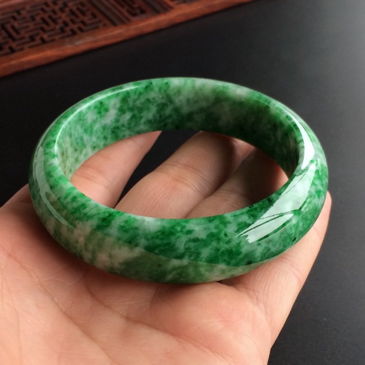 (超值推荐)糯冰种花青手镯(60.1mm)