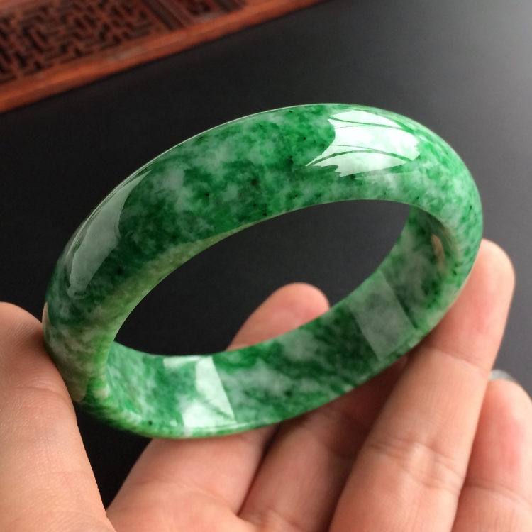 (超值推荐)糯冰种花青手镯(60.1mm)