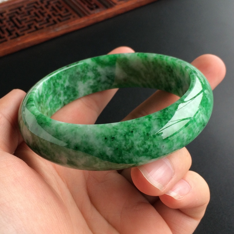 (超值推荐)糯冰种花青手镯(60.1mm)