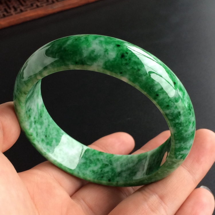 (超值推荐)糯冰种花青手镯(60.1mm)