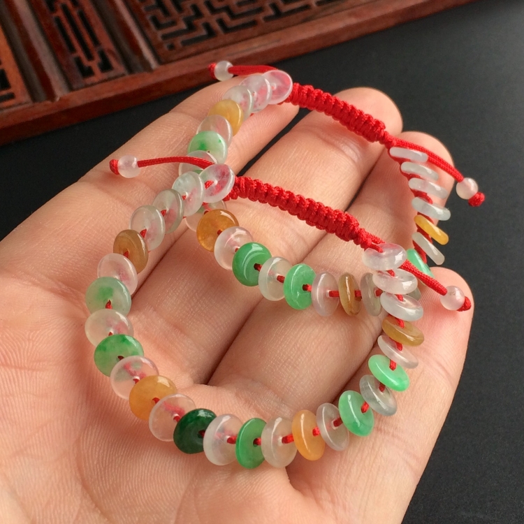 (超值推荐)冰种三彩平安扣手链(一批走)