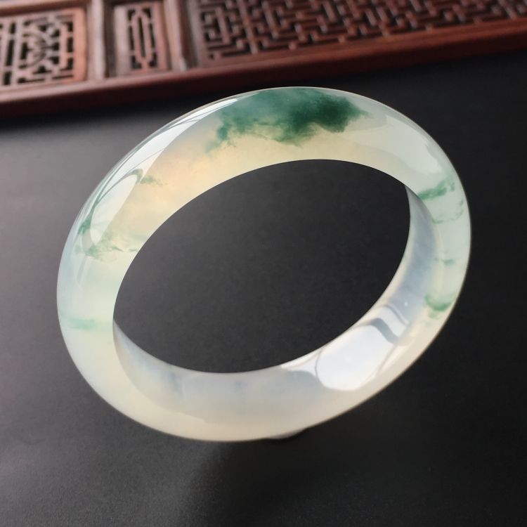 (超值推荐)冰种飘花手镯(54mm)
