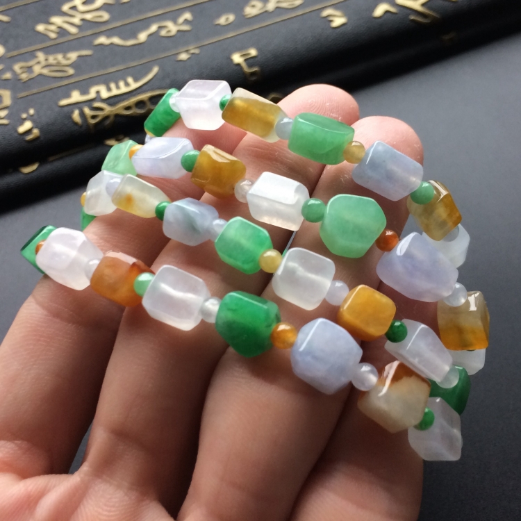 (超值推荐)糯冰种三彩手链(单价)