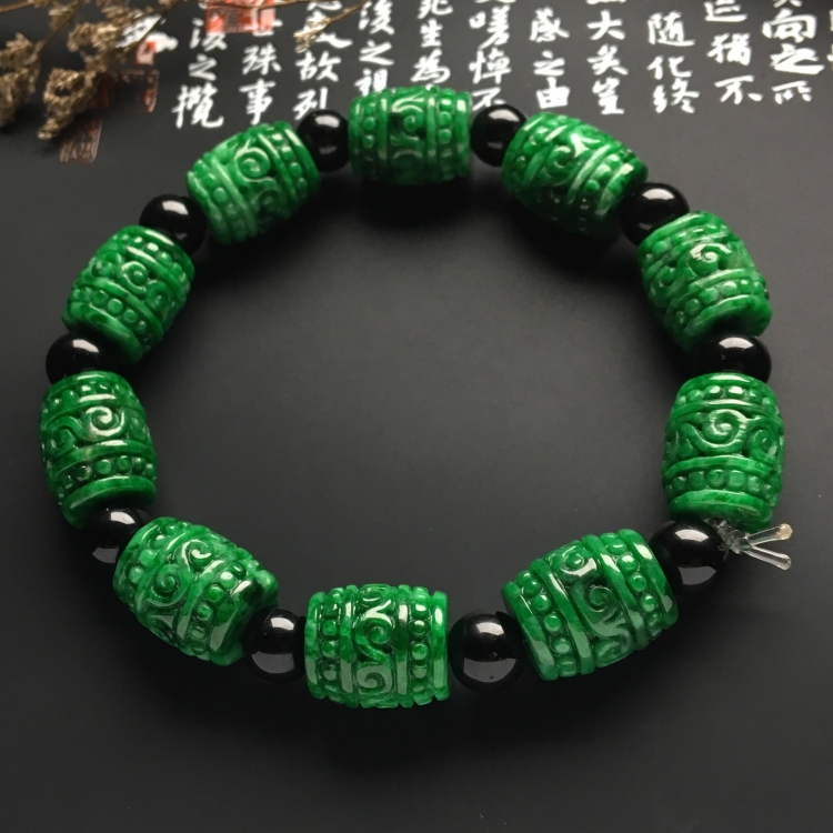 （超值推荐）糯冰种浓绿路路通手链