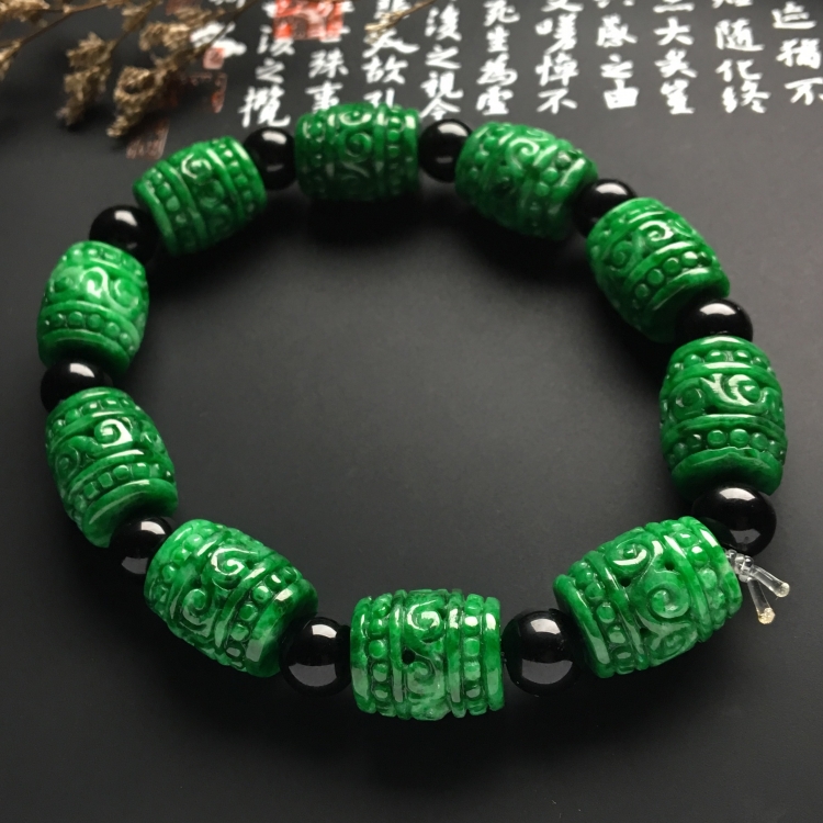 （超值推荐）糯冰种浓绿路路通手链