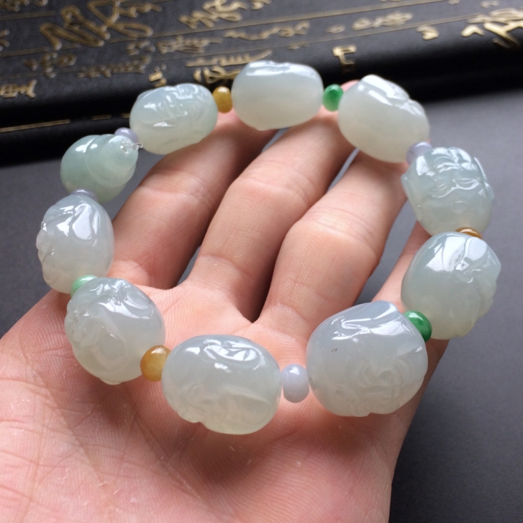 (超值推荐)糯冰种晴水佛头手链