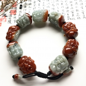（超值推荐）糯冰种红黄翡罗汉头手链