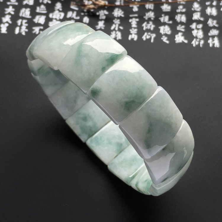 （超值推荐）糯冰种飘花玉片手链