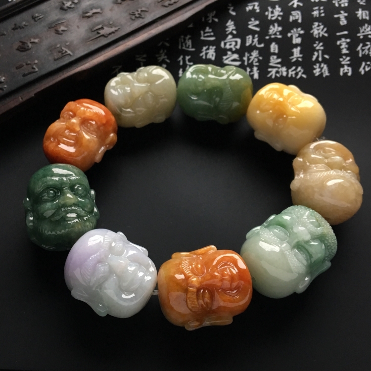 （超值推荐）糯冰种三彩罗汉头手链
