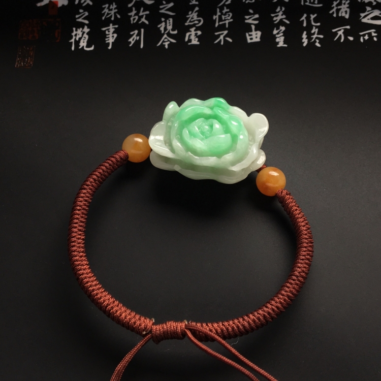 （超值推荐）糯冰种略飘翠富贵花开手链
