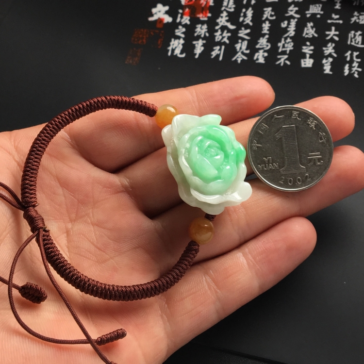 （超值推荐）糯冰种略飘翠富贵花开手链