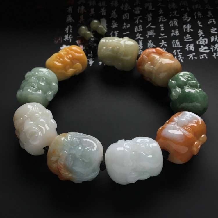 （超值推荐）糯冰种三彩罗汉头手链