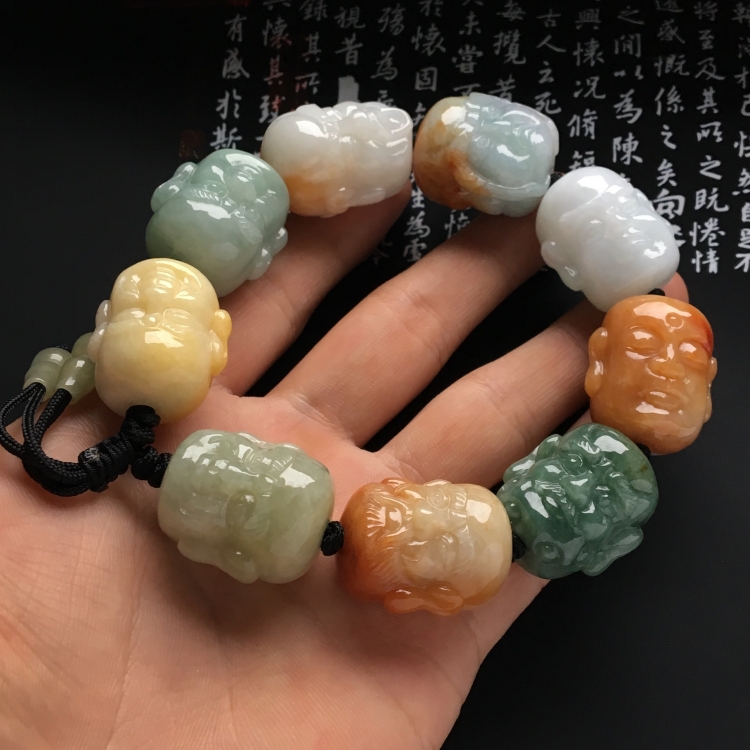 （超值推荐）糯冰种三彩罗汉头手链