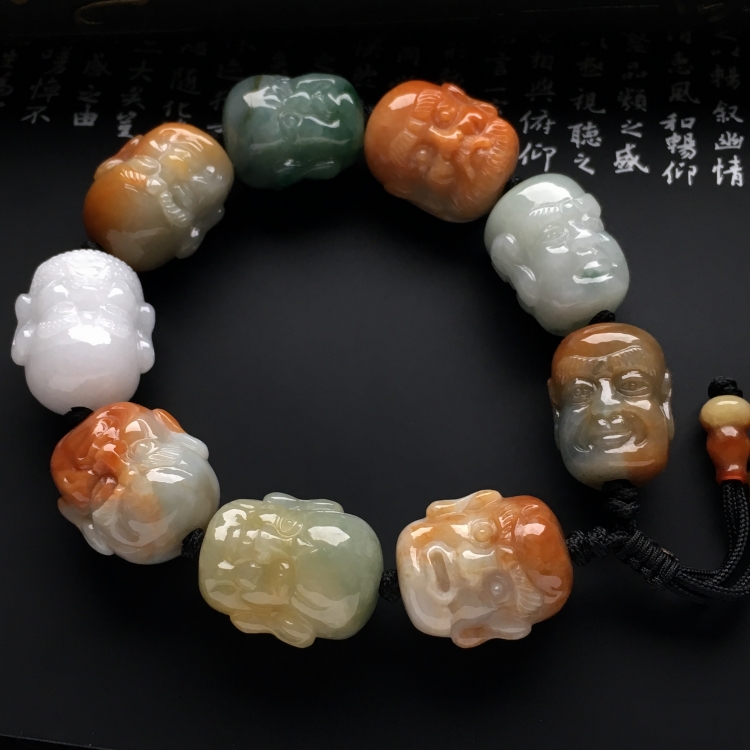 （超值推荐）糯冰种三彩罗汉头手链