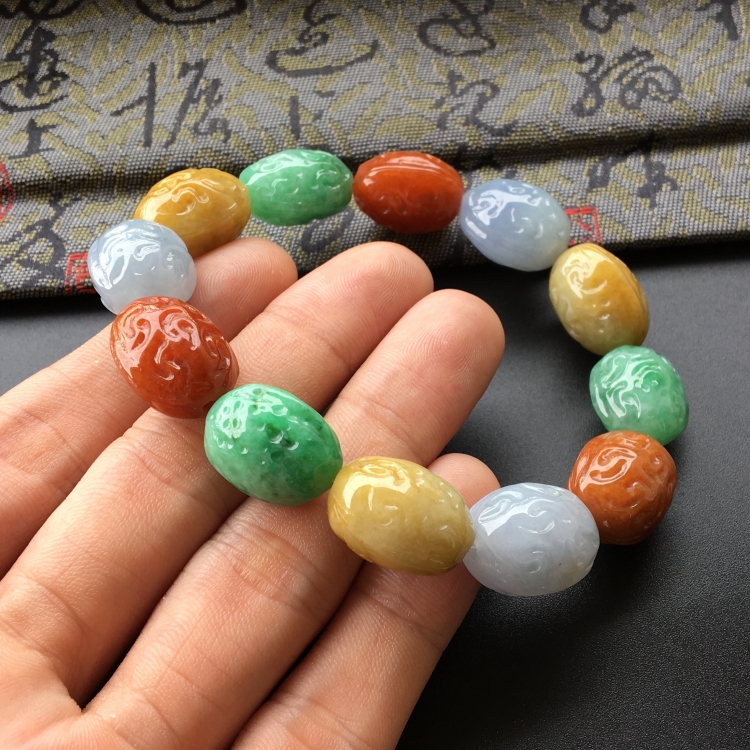 (超值推荐)糯冰种三彩手链