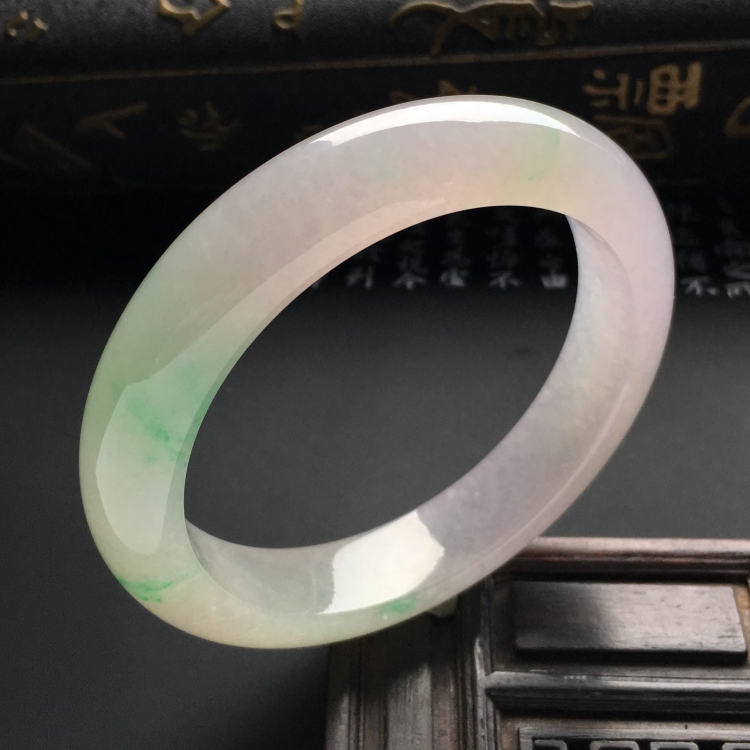 （超值推荐）糯冰种飘翠手镯（55mm）