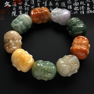 （超值推荐）糯冰种三彩罗汉头手链