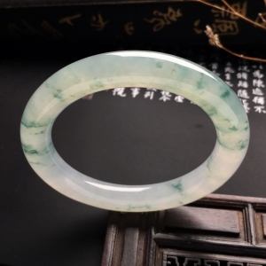 （超值推荐）冰种飘花圆条手镯（56mm）