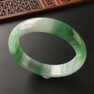 (超值推荐)糯冰种飘花略带紫手镯(57.6mm)