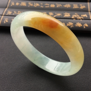 (超值推荐)糯冰种红黄翡手镯(58mm)