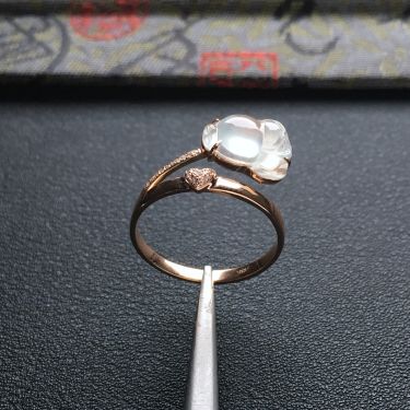 (超值推荐)冰种淡晴水镶玫瑰金钻石招财进宝戒指