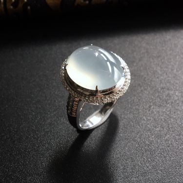 (超值推荐)冰种淡晴水镶白金钻石戒指