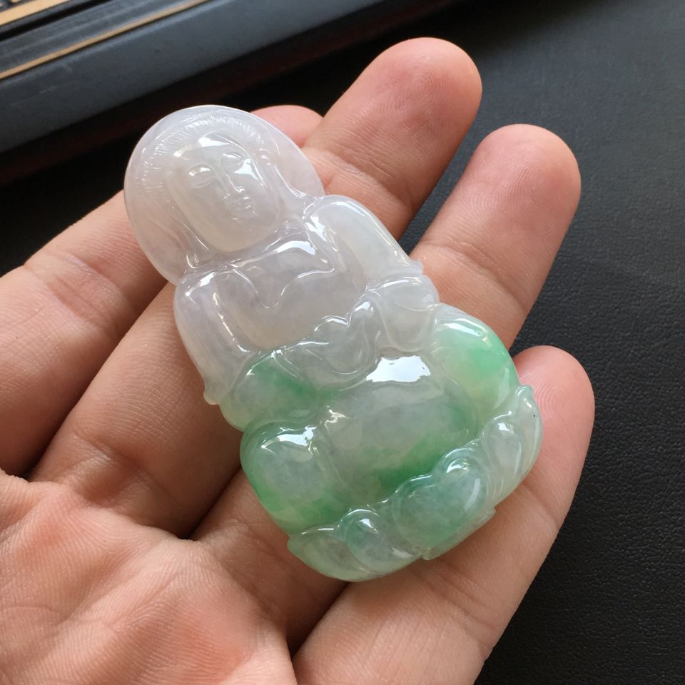 糯冰种飘翠观音挂件 - 观音 - 翡翠王朝