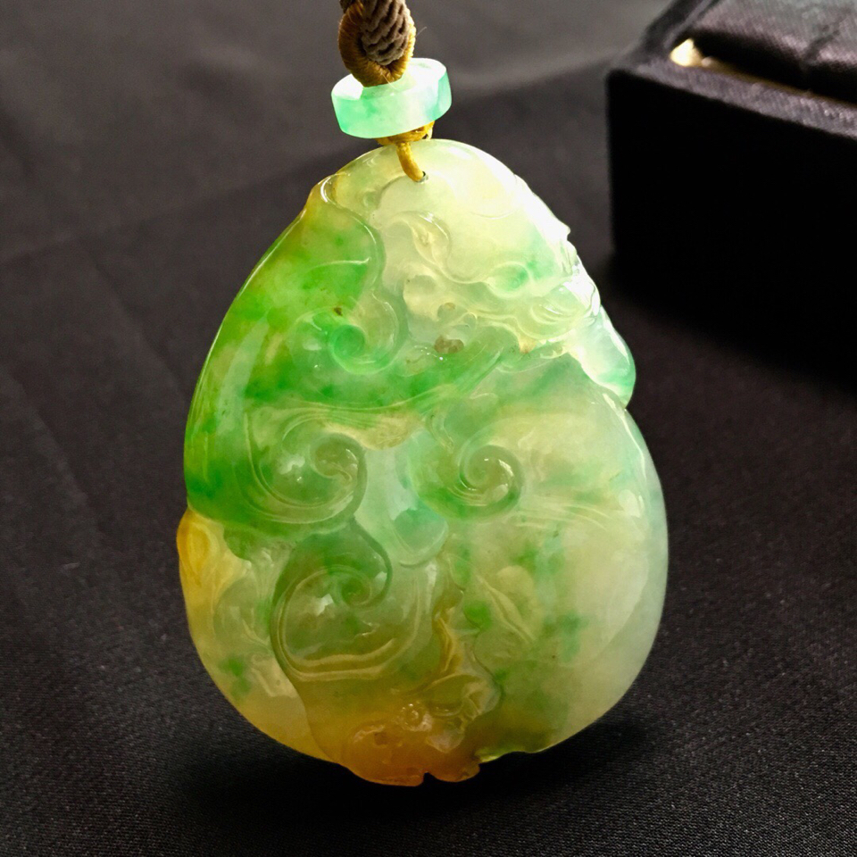 冰种黄加绿福禄寿挂件翡翠