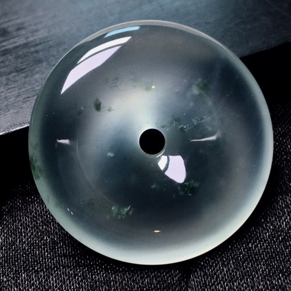 冰玻种飘花平安扣挂件翡翠