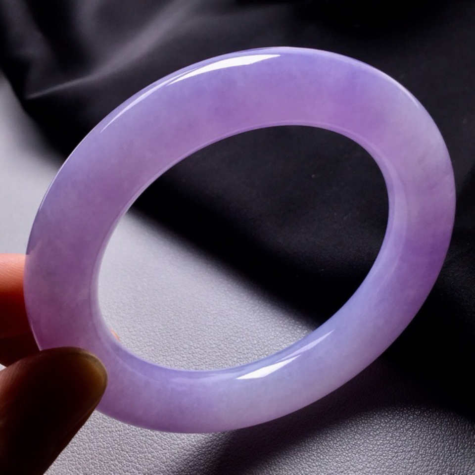 冰种紫罗兰圆条手镯翡翠