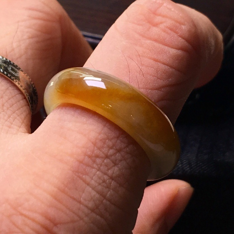 冰种黄翡戒指圈翡翠