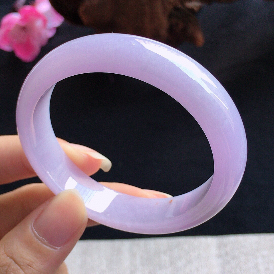 翡翠糯冰种紫罗兰贵妃手镯52mm