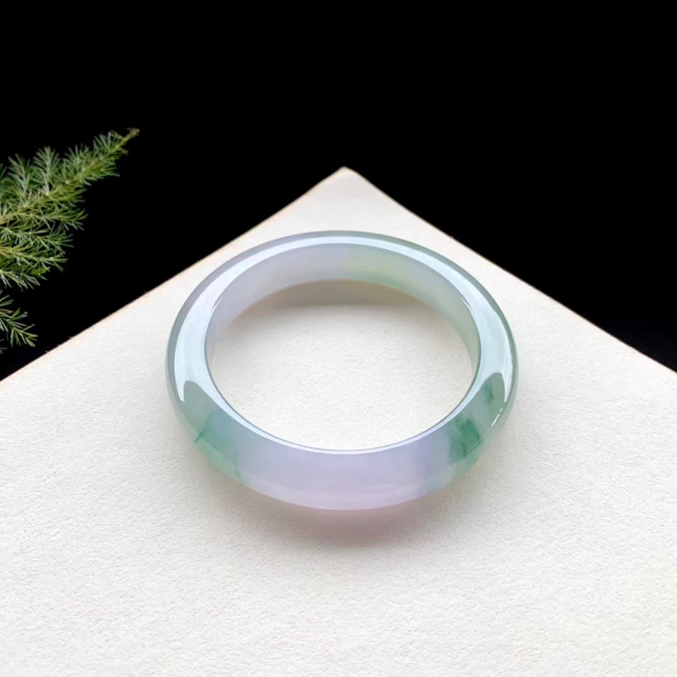 9mm冰种春彩飘花正圈手镯翡翠